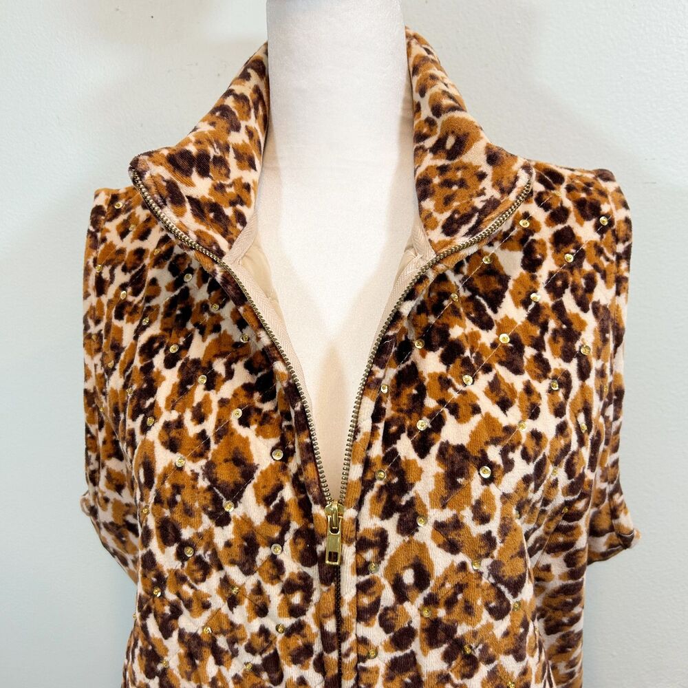 Quacker Factory Brown Leopard Print Quilted Sequi… - image 2
